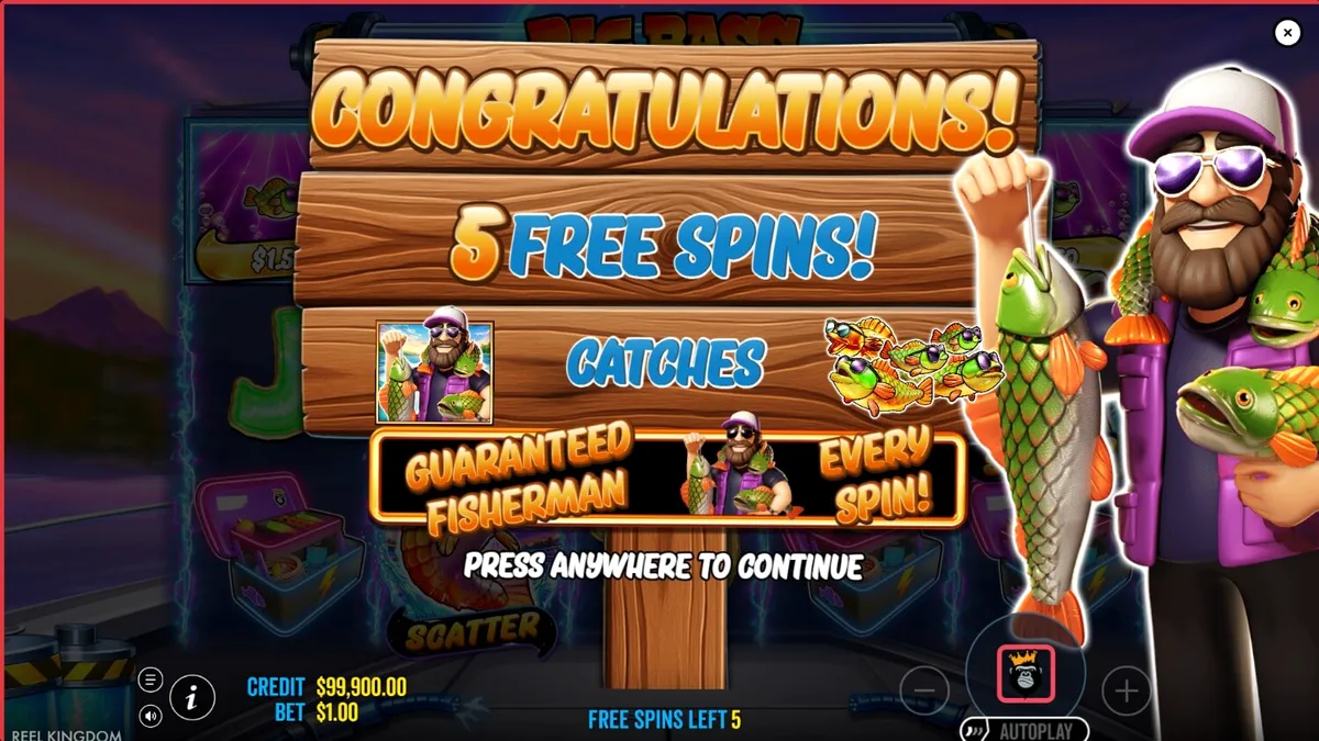 Tampilan layar slot Big Bass Blast di perangkat seluler